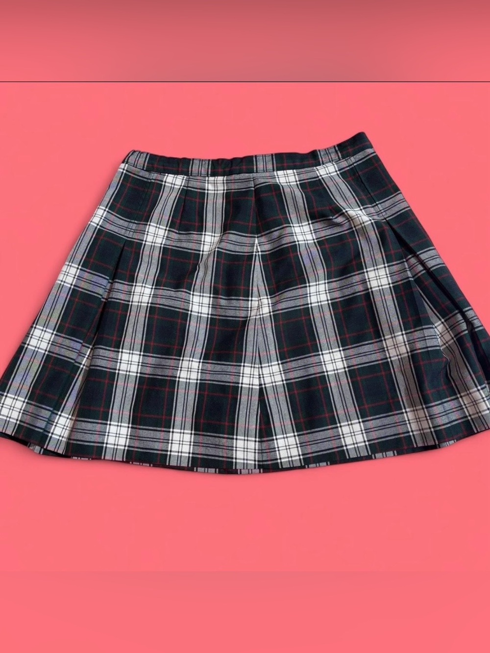 True Grit Black White Red Plaid Pleated Mini Skirt School Preppy Pinup Sz S
